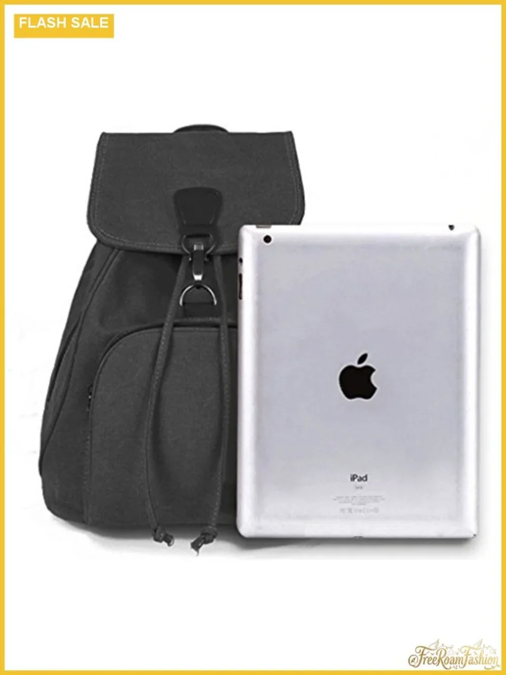 Canvas Backpack Purse for Women - Flap Drawstring Daypack with Multi-Pockets,